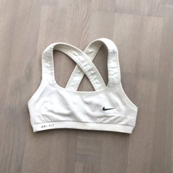 Nike White / Cream Dri-Fit Lightweight Cross Back Sports Bra - Picture 2 of 7